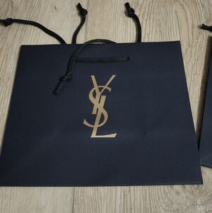 Ysl Gold Logo Yves Saint Laurent Black and Gold Gift Shopping Bag New